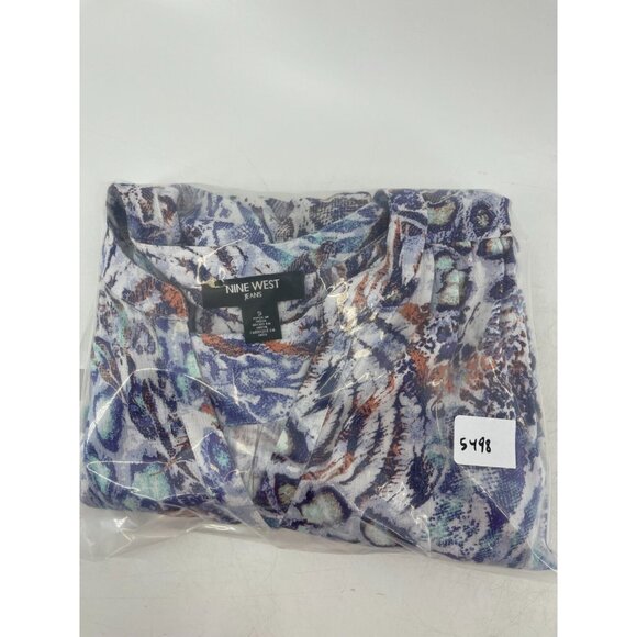Nine West Women 3/4 Sleeve 1/2 Button Floral Animal Print Boho Top Shirt Size S - Picture 12 of 12